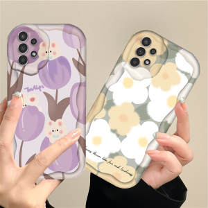 (Lokal Ready) Casesummer Casing hp Samsung A14 A04 A04S A04E A13 A03 A03S A02S A12 A50 A50S A30S A11 A20 A30 A23 A51 A32 A10 A10S A21S A20S M11 M12 Ins Tulip Kelinci Lucu Kesing Bunga Segar Shockproof 3D Wavy Curved Edge Glossy Soft Case
