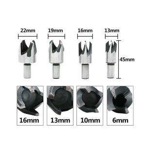 Hole Wood Plug Cutter 6-16mm Set 4pcs Mata Bor Pembuat Dowel Kayu Punch HL-120701