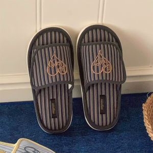 WY-XIXITIAO Comfortable home slip-on cotton and linen slippers with vintage heart embroidery new spring/summer style for students personalized womens floor shoes
