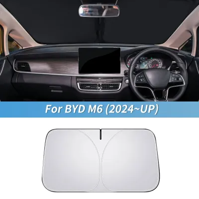 Custom Sunshade for BYD M6 EV 2024 2025 Front Windshield Polyester Black/Silver UV Glare Protection Blind Window Curtain Visor