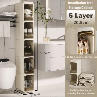 Multi-Functional Waterproof Storage Cabinet Kitchen Side Cabinet Bathroom Storage Cabinet With Wheels Narrow Organizer