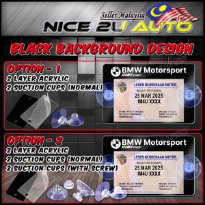 Roadtax Car Holder Carbon Road Tax 2024 2 Layer Acrylic Suction Cups with M5 Screw Kia Benz
