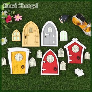 Fanzi 1Set Dollhouse Miniature Fluorescent Fairy Elf Door Window Model House Decor Toy