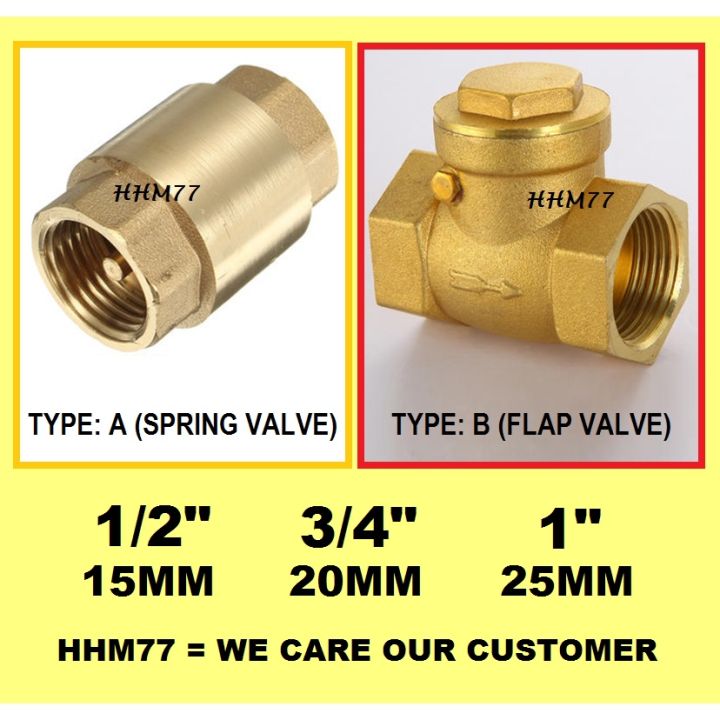 Water Flow Control Valve Brass Vertical Lift Spring Check Valve | One ...