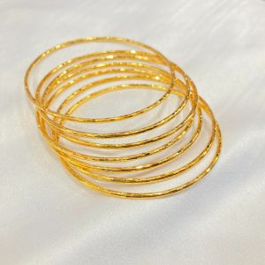 Gelang Keroncong Xuping Isi 7 pcs Lapis Emas Warna 24 Karat Aksesoris Perhiasan Wanita / Gelang India