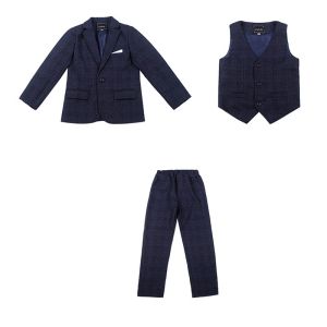 3PCS Suit Set For Kid Original 2026 Boys Uniform Elegant Handsome Party Wedding Birthday Gift Evening Formal Children Blazer
