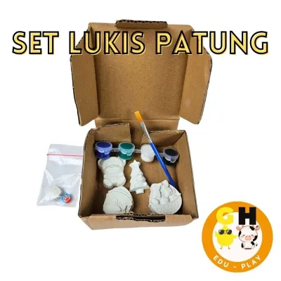 Set Melukis Gypsum Patung Lukis Painting Kit Akrilik Acrylic Mewarnai Patung Gipsum Coloring