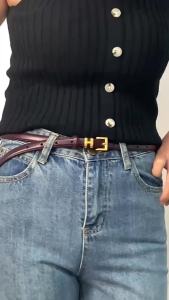 เข็มขัดหนังผู้หญิงรุ่นใหม่เข็มขัดเส้นเล็ก H Home Fashion ชุดตกแต่งเข็มขัดหนังวัวขนาดเล็กทุกคู่เข็มขัดหนังแท้ hot