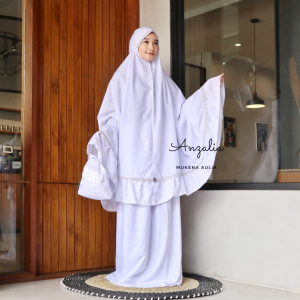 Mukena Putih Polos Renda 2 in 1 Jumbo Mukena Santriwati Pondok