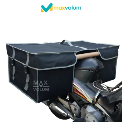 Maxvolum Tas Motor Anti Air Besar Hitam List Silver Tas Obrok / Tas Kronjot / Tas Kurir / Tas Bronjong / Tas Rengkek