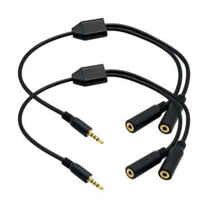 TRRS 4Pole 2.5mm Y Splitter Cable Gold Plated Plugs Simultaneous Device Connection Durability PVC Metal Construction
