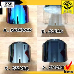 Visor flat / kaca datar Helm Bogo / retro warna Smoke Pelangi silver Classic merk Snap Up