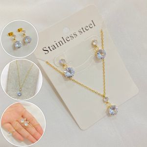 Set Kalung Anting Titanium Wanita Permata Korean Style SET01