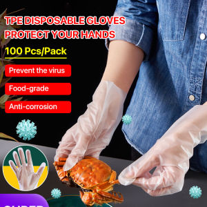 TPE Film Disposable Gloves Food Grade/Oil Proof Durable Soft/Food Prep Kitchen Cleaning/For Family Sensitive Users