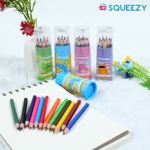 Pensil Warna Squeezy Fancy 1 Set 12 Warna Lengkap dengan Serutan