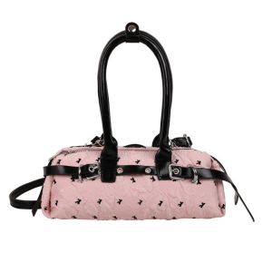 DINAH ผ้าเซอร์ซัคเกอร์ กระเป๋าสะพายไหล่แบบตาราง โบว์ หนัง PU กระเป๋าใต้แขนผู้หญิง แฟชั่น แบบเกาหลี กระเป๋าโบว์ลิ่ง สาวๆ