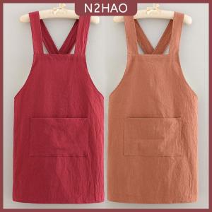 N2HAO  Nấu ăn bông nhà bếp Tạp dề thoáng khí chịu mài mòn dành cho người lớn eo Tạp Dề Chống bẩn mềm Nhà hàng làm việc quần áo nhà