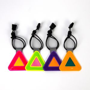 FLYING 1Pcs with Spring Hook Reflective Triangle Sign Plastic Safety Warning Safety Clip Durable Elastic Cord Hanging Tag for Backpack Kids School Bag
