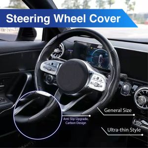 2PCS Non Slip Carbon Fiber Steering Wheel Cover for Toyota Honda Nissan Mazda Mitsubishi Hyundai Kereta Aksesori