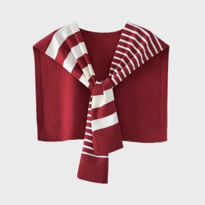 YIHVF493167 Versatile Stripes Shawl Plus-Sized Lightweight Knitted Wrap Casual Neck Protection for Women