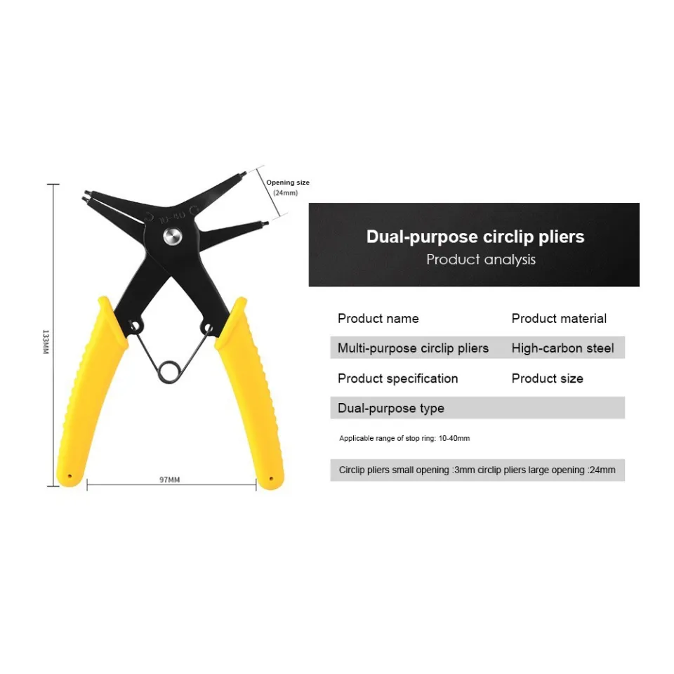 2 In 1 Snap Ring Pliers Internal External Circlip Pliers Straight Lock Ring Pliers For Ring Remover Retaining, Dual-purpose Retaining Ring Plier C-clip Plier | Philippines - View #6