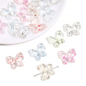 20Pcs 17x21mm Acrylic Transparent Cherry Blossom Fragment Butterfly Beads Charm Pendant for Necklace Earring DIY Jewelry Craft Making Accessories