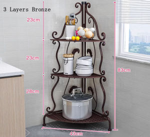 3/4/5 Layers Bathroom Organizer Rack Carbon Steel Corner Shelf Foldable Kitchen Storage Rack for Kitchen Livingroom