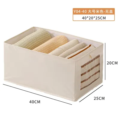 【SG STOCK】Foldable Cotton Linen Storage Bin with Clear Window Household Fabric Clothes Storage Box