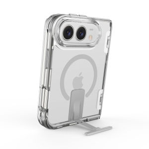 For iPhone Duo Fold Case Transparent Invisible metal bracket Protective Back Cover MagSafe Wireless Charging Phone Shell Funda