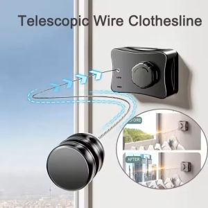 GLOBECART Wall Mounted Clothes Line Dryer Space-Saving Retractable Laundry Drying Hanger Invisible Design Bathroom Drying Rack Indoor Use