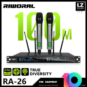 Wireless Microphone UHF 150M/492FT Range Transmission Metal Handheld Mics with IR Auto Frequency Scan AA Battery Powered Dual Wireless Mic System  For Stage Karaoke Church