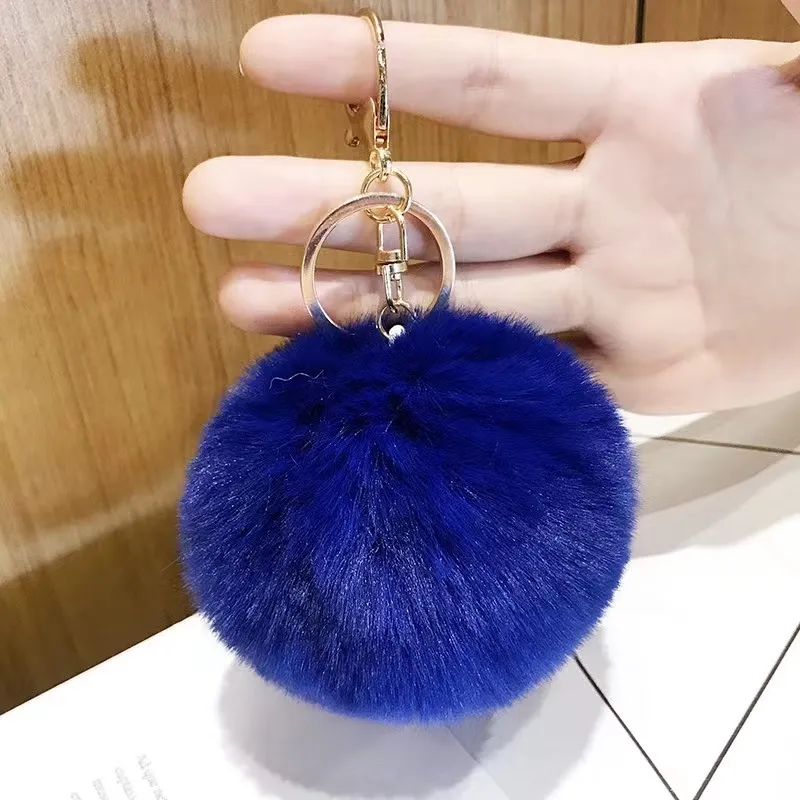 Women Fur Fox Keychain Fluffy Plush Pompon Keyring Cute Man Car Trinket