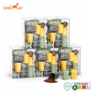 Cheerful Goat Pocket Coffee Drink Anywhere Nutri-Grade A B C D 0g Sugar Portable Coffee Kit