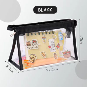 1PC Clear Zipper Pencil Case for Student Pen Storage Boxes Makeup Storage Bag Office School Organizer With Free Sticker