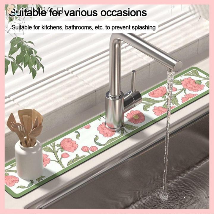 1x Sink Faucet Mat Bathroom Countertop Protector Pad Nonslip Anti