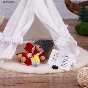 [COD] Springhooe 1:12 Dollhouse Outdoor Travel Camping White Tent Kit W Carpet Pillow Doll House Miniature Fairy Garden Micro Scene Decor Toy