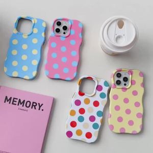 Fashion 2 in 1 Glossy Wave Point Phone Case for iPhone 13 14 15 16 17 Pro Max Wave Edges Comfortable Touch Hard Slim Back Cover