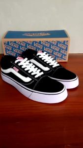 (free box)sepatu sneakers vans old skool black white vans premium hitam putih