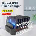 Multi Port USB Charger Station 16 Port USB Charger Hub 5V 2A 150W USB output 3.5A high-power Fast Charging Wall Charger with Phone Holder for Mobile Phone Tablet. 