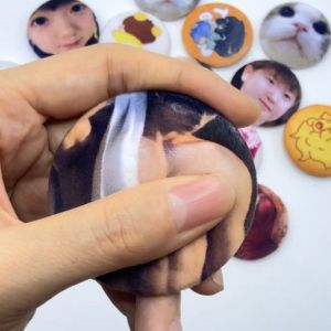 58mm Squishy Baji Plush Squish Pin Custom Photo Squishy Badge Slow Rebound Stress Relief Fidget Toy