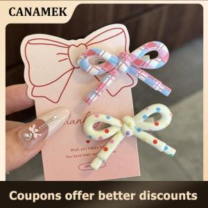 【 CANAMEK 】 10pcs Korean Sweet Color Bow Hairpin Girl Women Hair Clips Headwear Duckbill Hair Clip Bangs Clip Headdress Hair Accessories