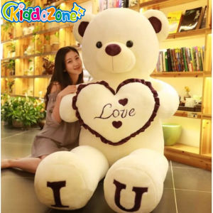 KiddoZone Big I LOVE You Gấu Teddy Đồ chơi sang trọng 80 cm 100 cm Đáng yêu khổng lồ Nhồi bông mềm Búp bê Người yêu Gấu trẻ em Đồ chơi Quà tặng sinh nhật cho bạn gái Quà tặng ngày lễ tình nhân