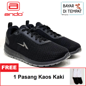 FIURI - Ando - ONLIEN 33-43 FULL HITAM - Sepatu Kets Wanita - Sepatu Sneakers Wanita - Sepatu Olahraga Sport Wanita - Sepatu Casual - Sepatu Jogging Lari Fitness Gym Senam Wanita - Sepatu Perempuan Cewek -Sepatu Sekolah Bertali SMP SMA