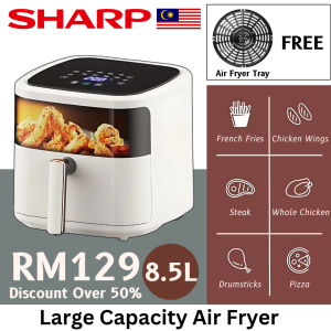 SHARP 8.5L Air Fryer With A Viewing Window 2400W Dual-Knob Temperature Control 60-Minute Timer 空氣炸鍋