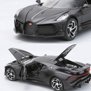RUM 1:32 Scale Bugatti La Voiture Noire Alloy Car Model Light & Sound effect diecast car Toys for Boys baby toys birthday gift car toys kids toys car model model collection