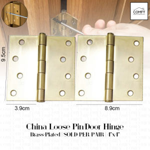 (ONE PAIR) China Brass Plated Loose Pin Door Hinge Hinges (3x3 / 3.5x3.5 / 4x4) Eudesigns BISAGRA