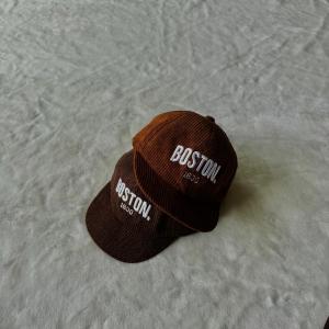 Topi Baseball anak bahan  corduroy motif boston untuk usia 4 bulan - 4 tahun