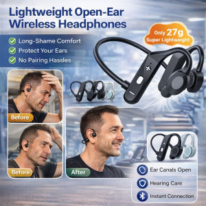 Wireless Bone Conduction Headphones Bluetooth Earphones Hearing Aid Ear-Friendly Design for Running Workout Comfortable Fit Noise Cancelling