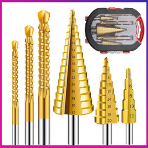 Step Drill HSS Titanium Coated Hex Shank Drills Bits Steel Wood Cone Hole Opener Cutter Punch Taper Metric Drilling 阶梯钻