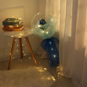 Valentine Day Confession Love Rose Bounce Ball Bouquet LED Glowing Balloon Belon Bobo Luminous Transparent Belon Bounce Ball Balloon